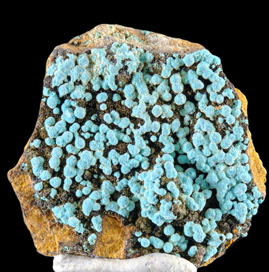Rosasite on Hematite with Limonite