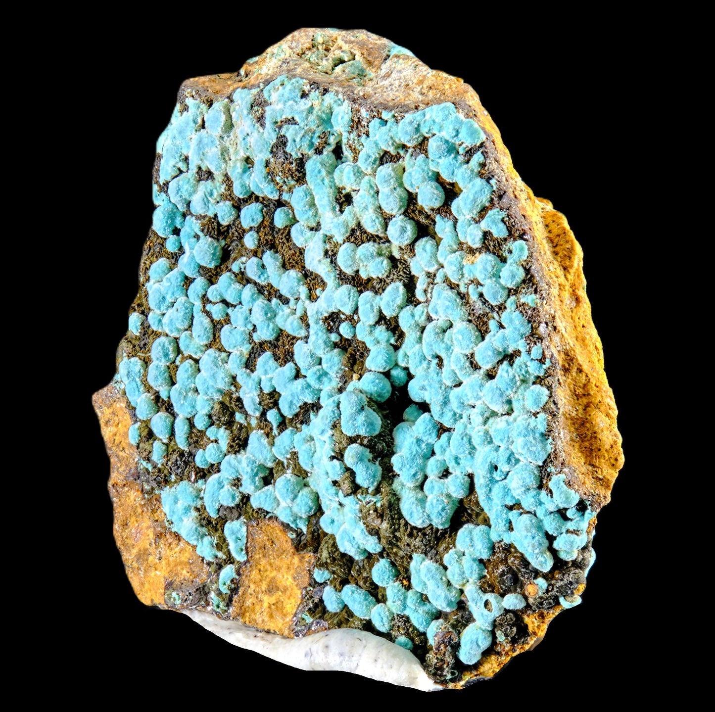 Rosasite on Hematite with Limonite