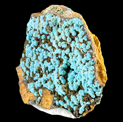 Rosasite on Hematite with Limonite