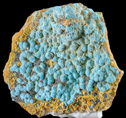 Rosasite on Hematite with Limonite