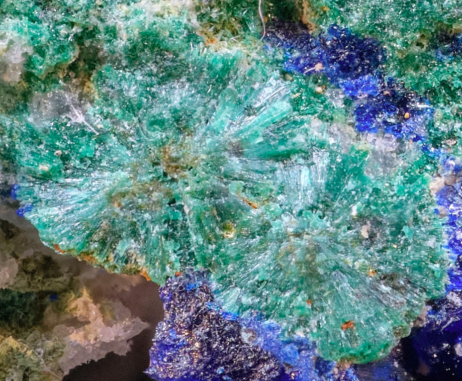 Azurite Crystals with Botryoidal Malachite