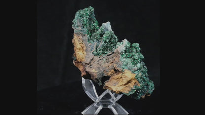 Libethenite with Plancheite and Pseudomalachite